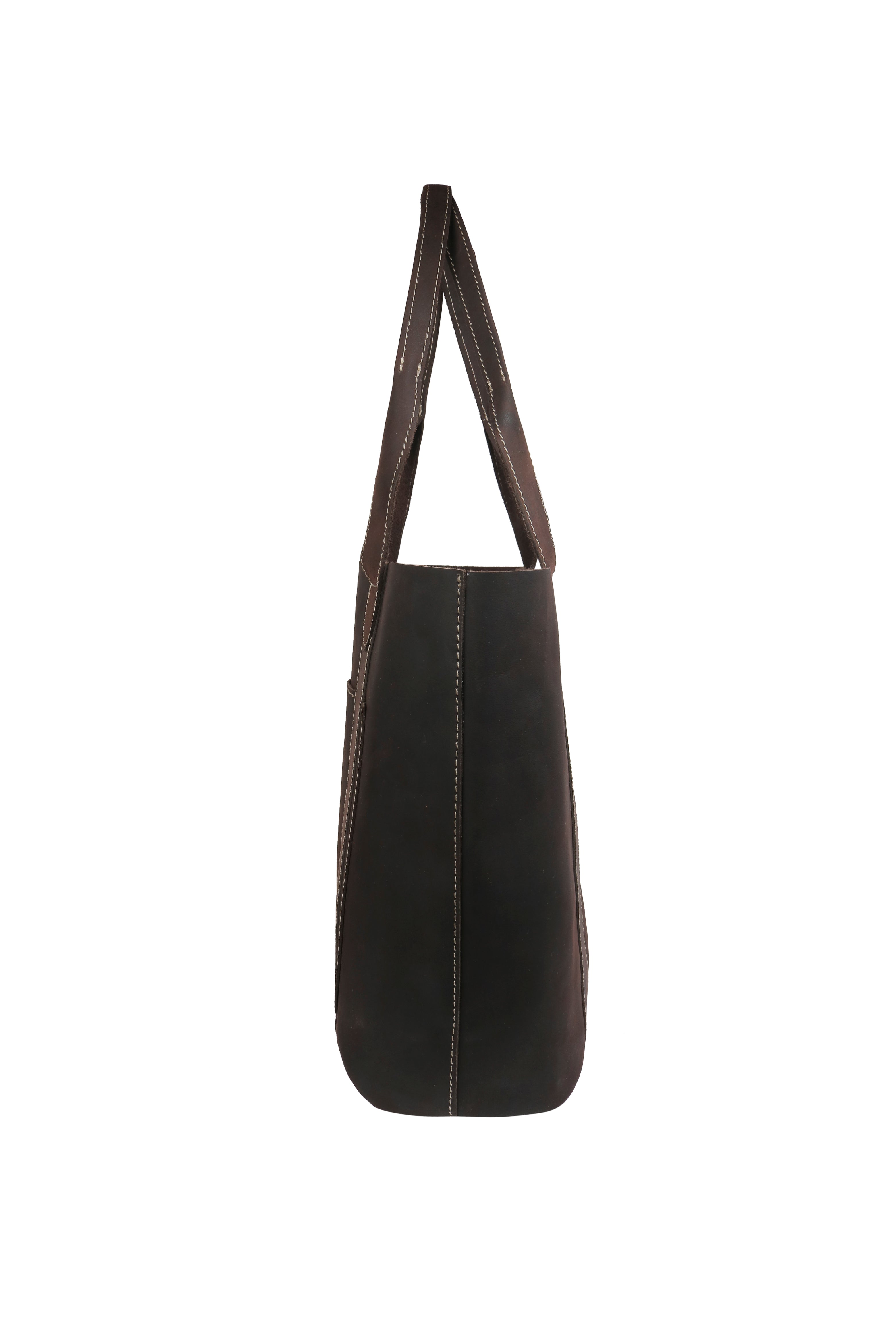 Threaded Pocket Tote Oil Tan Brown